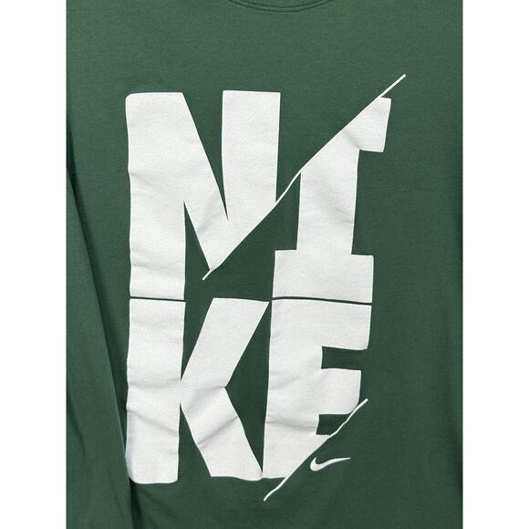 Nike Green Long Sleeve Shirt BIG Spellout Graphic Mens Size Large - Picture 3 of 9